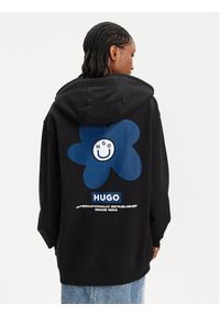 Hugo Bluza 50510885 Czarny Oversize. Kolor: czarny. Materiał: bawełna #5