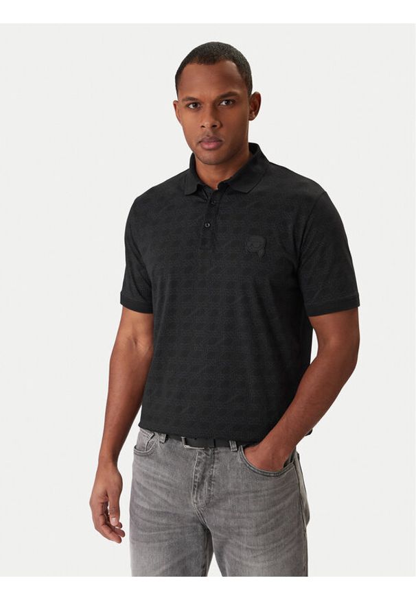 Karl Lagerfeld - KARL LAGERFELD Polo 745071 561251 Czarny Regular Fit. Typ kołnierza: polo. Kolor: czarny. Materiał: bawełna