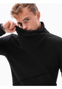 Ombre Clothing - Bluza męska Oslo B1366 - czarna - XXL. Kolor: czarny. Materiał: bawełna, poliester, dzianina, skóra. Wzór: napisy, aplikacja #5