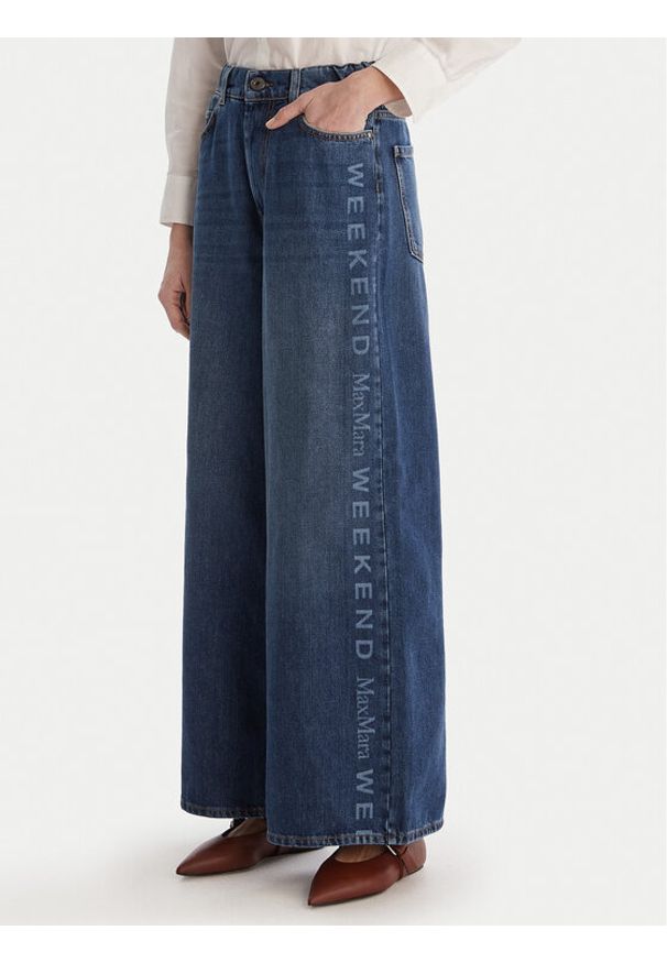 Weekend Max Mara Jeansy Vortice 2615181011 Granatowy Wide Leg. Kolor: niebieski