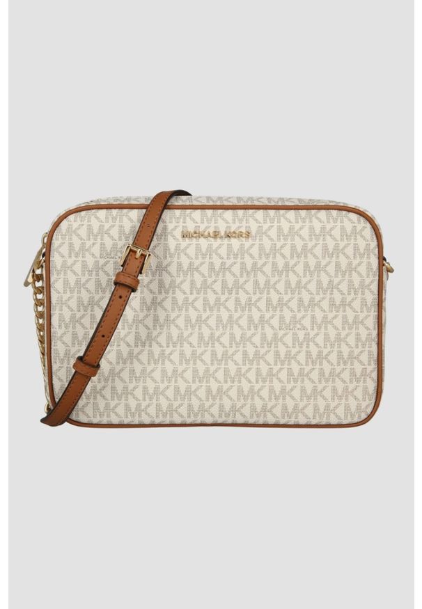 Michael Kors - MICHAEL KORS Biała listonoszka z monogramem. Kolor: biały. Styl: casual, elegancki