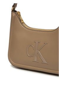 Calvin Klein Torebka Bold Ck Small Shoulder Bag LV04F3230G Beżowy. Kolor: beżowy. Materiał: skórzane #6