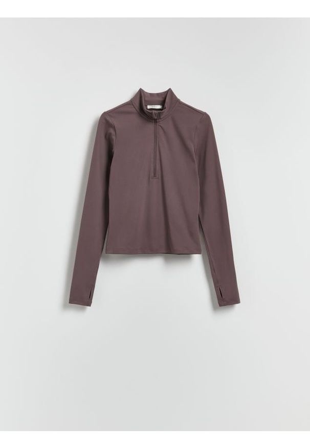 Reserved - Bluza ze stójką - brązowy. Typ kołnierza: kołnierzyk stójkowy. Kolor: brązowy. Materiał: dzianina