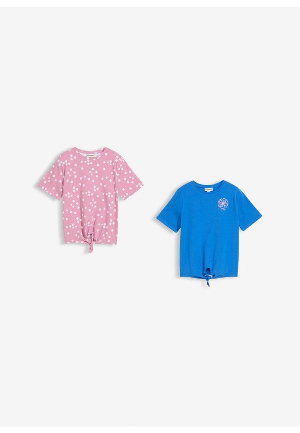 bonprix - T-shirt z półrękawem z elastycznej mieszanki bawełny organicznej (2 szt.). Kolor: niebieski. Materiał: bawełna