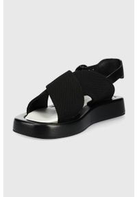 Love Moschino sandały damskie kolor czarny na platformie. Zapięcie: klamry. Kolor: czarny. Materiał: materiał, guma. Wzór: gładki. Obcas: na platformie #5