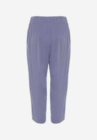 Born2be - Niebieskie Spodnie z Eleganckimi Zakładkami i Nogawkami o Długości 3/4 Dorasea. Okazja: do pracy, na co dzień. Kolekcja: plus size. Kolor: niebieski. Styl: elegancki #4