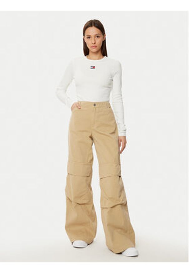 Tommy Jeans Bluzka DW0DW20178 Biały Slim Fit. Kolor: biały. Materiał: bawełna