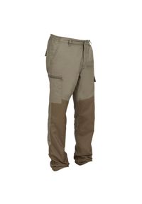 SOLOGNAC - Spodnie outdoor renfort 100. Kolor: zielony, brązowy, wielokolorowy. Materiał: materiał, bawełna, poliester. Sport: outdoor