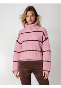 Sinsay - Sweter w paski - różowy. Kolor: różowy. Wzór: paski