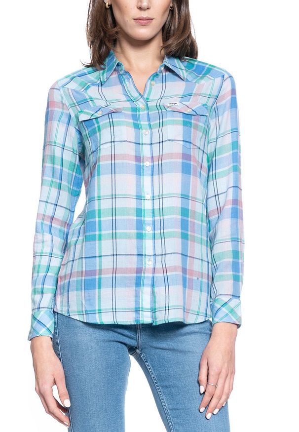 Wrangler - DAMSKA KOSZULA WRANGLER WESTERN CHECK SHIRT CASHMERE BLUE W5N1OBX2B 112130258