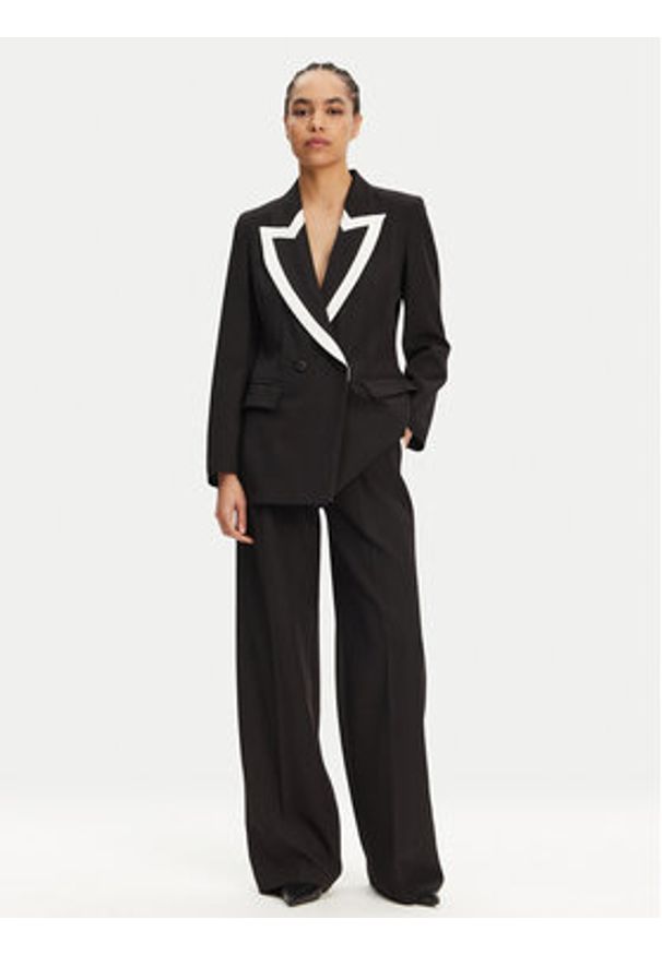 Maryley Spodnie materiałowe 25EB566/43NB Czarny Regular Fit. Kolor: czarny. Materiał: syntetyk