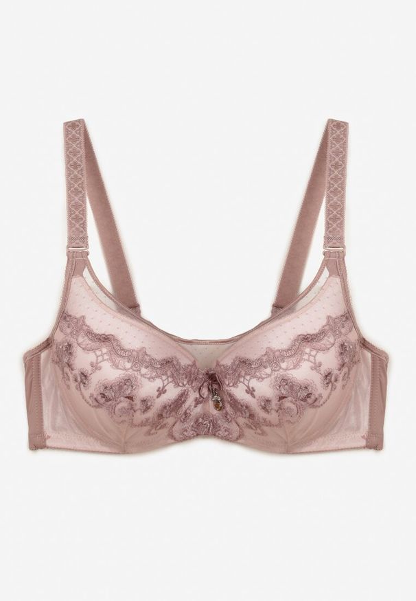 Renee - Ciemnoróżowy Elegancki Biustonosz Push Up z Odpinanymi Ramiączkami Ursa. Kolor: różowy. Rodzaj stanika: odpinane ramiączka, push-up