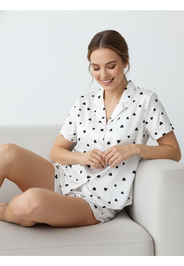 Sinsay - Piżama dwuczęściowa w serca - biały. Kolor: biały