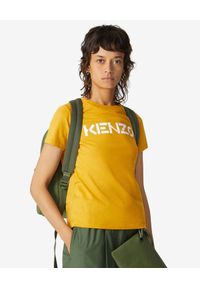 Kenzo - KENZO - Żółty t-shirt z logo. Okazja: na co dzień. Kolor: żółty. Materiał: bawełna. Wzór: nadruk, aplikacja. Styl: sportowy, casual, klasyczny