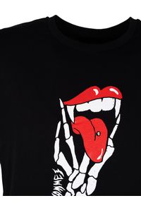 Les Hommes T-Shirt "Tongue Prank" | LBT1003700P | Mężczyzna | Czarny. Okazja: na co dzień. Kolor: czarny. Materiał: bawełna. Wzór: nadruk. Styl: casual