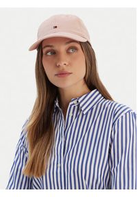 TOMMY HILFIGER - Tommy Hilfiger Czapka z daszkiem Essential Flag Soft Cap AW0AW17632 Różowy. Kolor: różowy. Materiał: bawełna #4