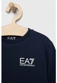 EA7 Emporio Armani bluza bawełniana dziecięca kolor granatowy z nadrukiem. Kolor: niebieski. Materiał: bawełna. Wzór: nadruk #2