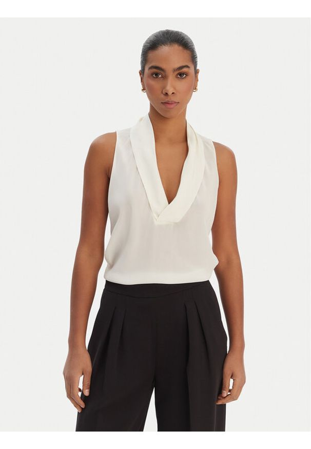 BOSS Bluzka Bolaru 50553717 Beżowy Regular Fit. Kolor: beżowy. Materiał: jedwab