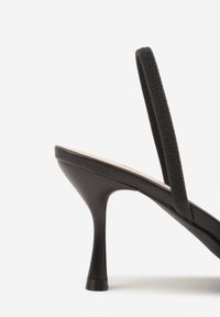 Renee - Czarne Transparentne Sandały na Szpilce Ozdobione Koronką Thetune. Okazja: na randkę. Kolor: czarny. Materiał: koronka. Wzór: aplikacja, koronka. Obcas: na szpilce #7