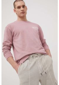 Tom Tailor bluza bawełniana męska kolor różowy z nadrukiem. Kolor: różowy. Materiał: bawełna. Wzór: nadruk