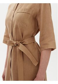 Max Mara Sukienka koszulowa Salute 2516221028 Brązowy Regular Fit. Kolor: brązowy. Materiał: len. Typ sukienki: koszulowe #5