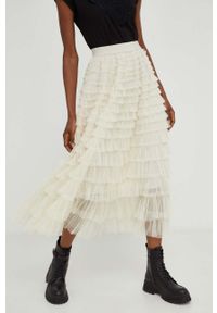 Answear Lab spódnica kolor beżowy maxi rozkloszowana. Kolor: beżowy. Styl: wakacyjny #1