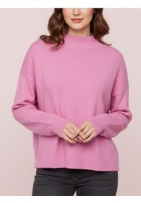 Sinsay - Sweter z półgolfem i długim rękawem z domieszką wełny - różowy. Kolor: różowy. Materiał: wełna. Długość rękawa: długi rękaw. Długość: długie