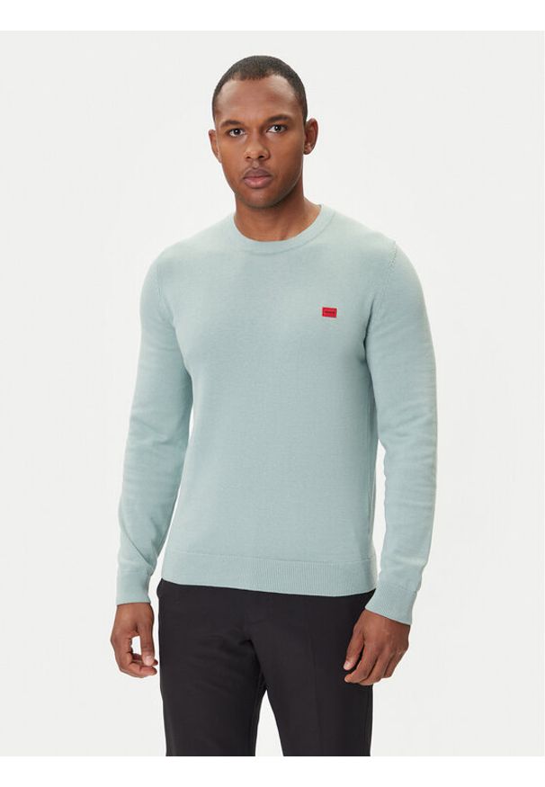 Hugo - HUGO Sweter San Cassius-C1 50475083 Zielony Regular Fit. Kolor: zielony. Materiał: bawełna