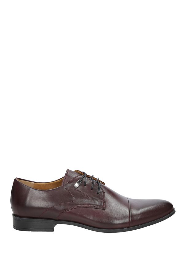 Duo Men - Bordowe buty wizytowe sznurowane bordo palony duo men 00221e-04-b-p-008. Kolor: czerwony. Styl: wizytowy