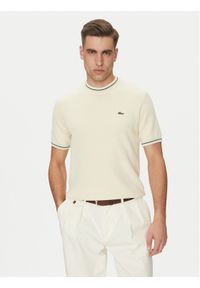 Lacoste Sweter AH9301 Beżowy Regular Fit. Kolor: beżowy. Materiał: bawełna