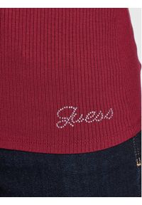 Guess Bluzka Karlee Jewel W2YP46 KBCO2 Bordowy Slim Fit. Kolor: czerwony. Materiał: wiskoza