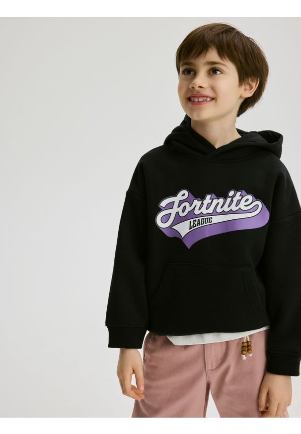 Reserved - Bluza z nadrukiem Fortnite - czarny. Kolor: czarny. Materiał: dzianina, bawełna. Wzór: nadruk
