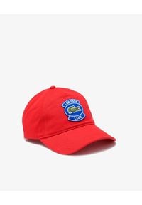 Lacoste - LACOSTE - Czerwona czapka z daszkiem z naszywką. Kolor: czerwony. Materiał: bawełna. Wzór: aplikacja #4