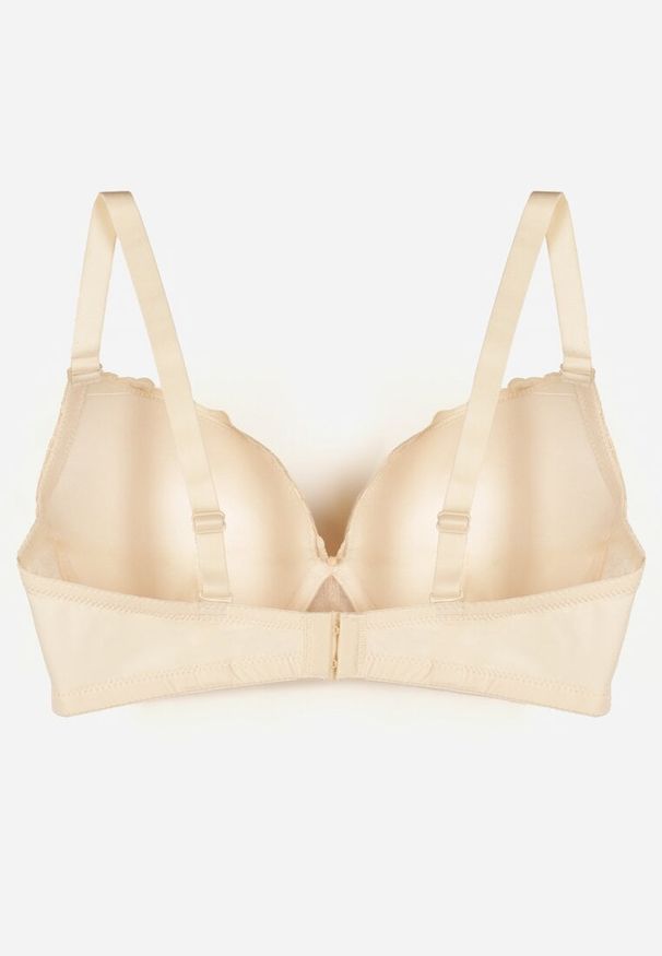 Born2be - Beżowy Koronkowy Biustonosz z Kokardką Nealenia. Kolor: beżowy. Materiał: koronka. Wzór: koronka