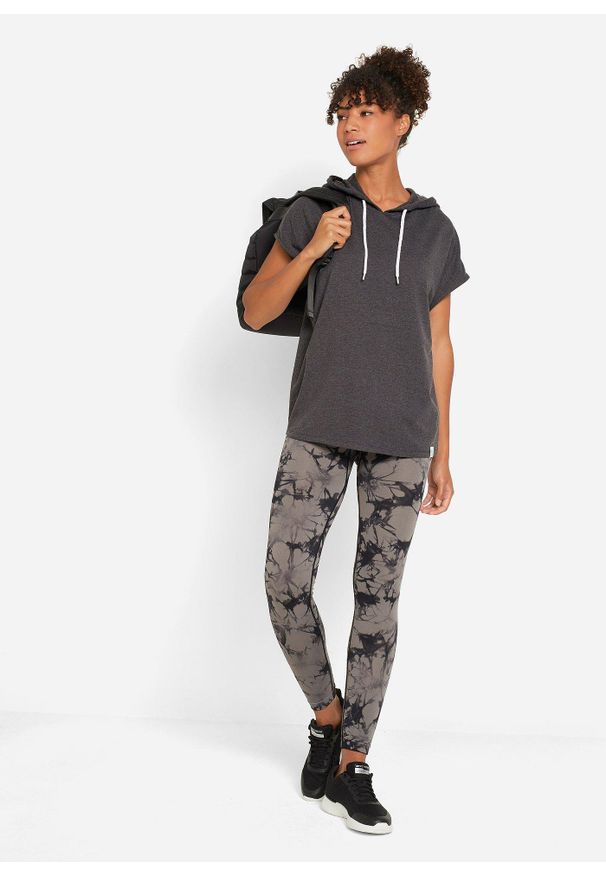 bonprix - Bluza z kapturem oversize. Typ kołnierza: kaptur. Kolor: szary, czarny. Długość rękawa: bez rękawów