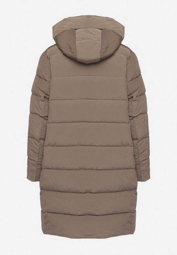 Born2be - Zielona Pikowana Kurtka z Kapturem i Wysokim Kołnierzem Avalentura. Okazja: na co dzień, na spacer. Typ kołnierza: kaptur. Kolor: zielony. Materiał: jeans. Sezon: zima. Styl: casual, klasyczny