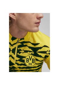 Puma - Męska bluza przedmeczowa z zamkiem 1/4 Borussia Dortmund PUMA. Kolor: żółty, wielokolorowy, czarny