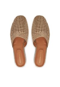 TOMMY HILFIGER - Tommy Hilfiger Klapki Crochet Metallic Leather Mule FW0FW08606 Złoty. Kolor: złoty. Materiał: skóra #5