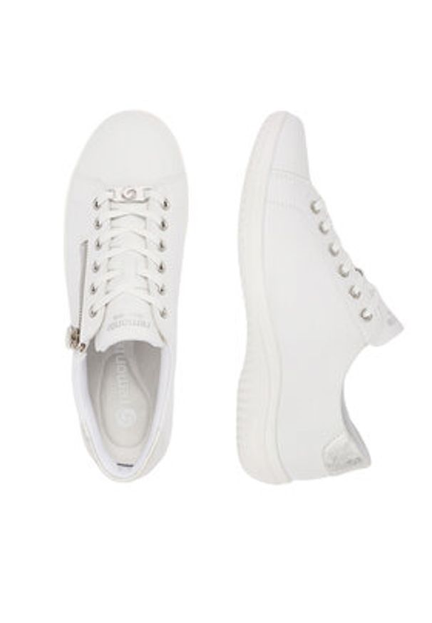 Remonte Sneakersy D1E03-80 Biały. Kolor: biały. Materiał: skóra