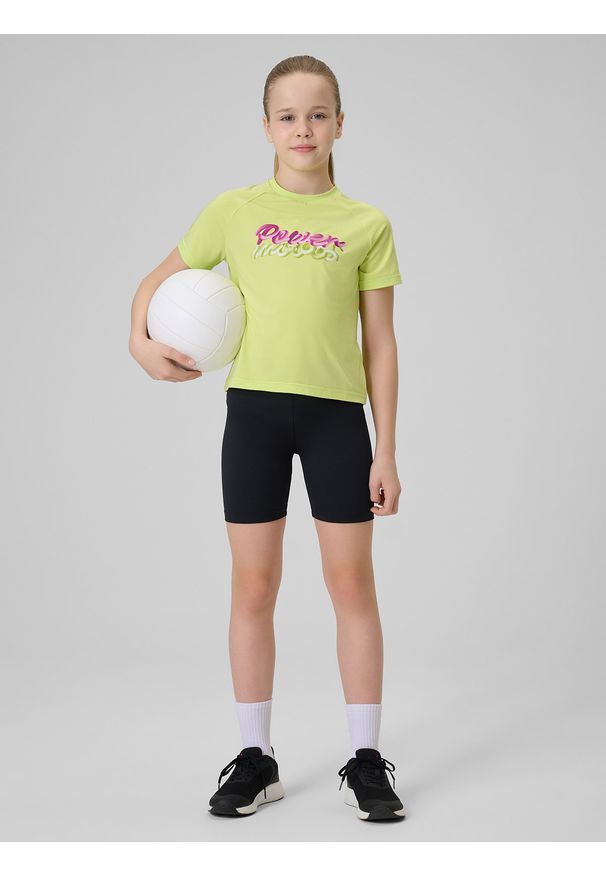 4f - 4F Legginsy kolarki sportowe dziewczęce - czarne 146/152 (10-12 lat). Stan: podwyższony. Kolor: czarny. Sezon: lato. Styl: sportowy