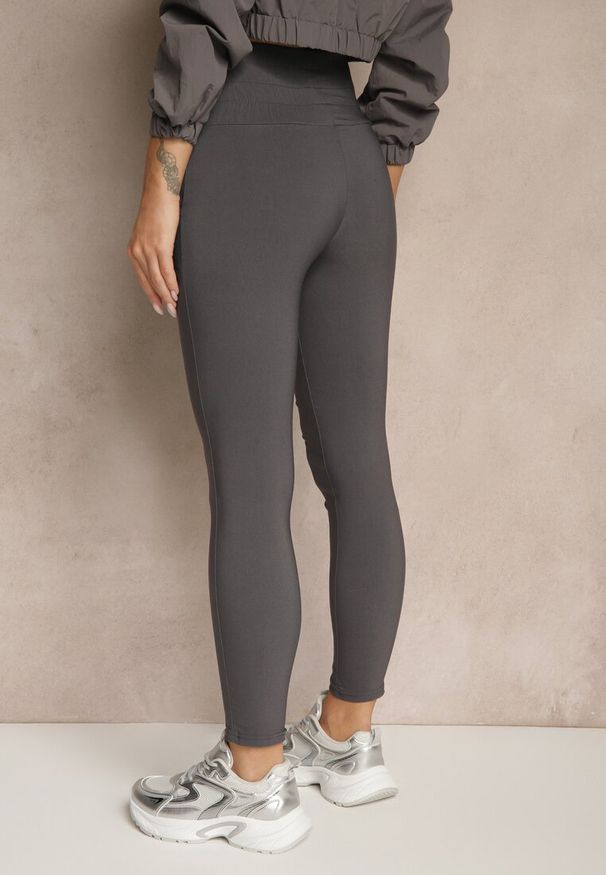 Renee - Ciemnoszare Spodnie Skinny High Waist Kolanira. Stan: podwyższony. Kolor: szary. Materiał: tkanina