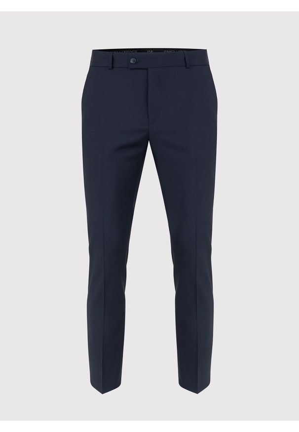 Pako Lorente - PAKO LORENTE – Granatowe spodnie męskie w kant. Kolor: niebieski. Materiał: wełna. Styl: klasyczny, elegancki