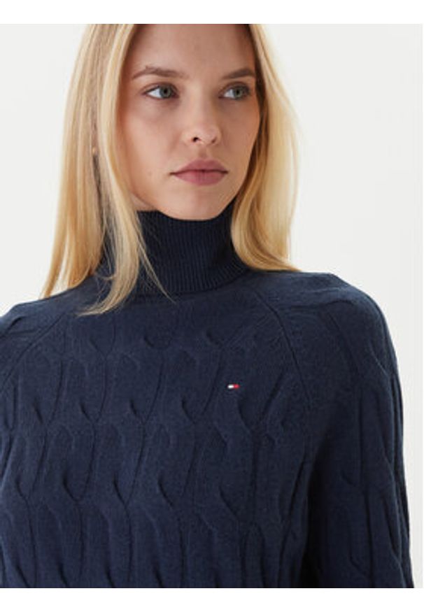 TOMMY HILFIGER - Tommy Hilfiger Golf WW0WW46791 Granatowy Regular Fit. Typ kołnierza: golf. Kolor: niebieski. Materiał: wełna