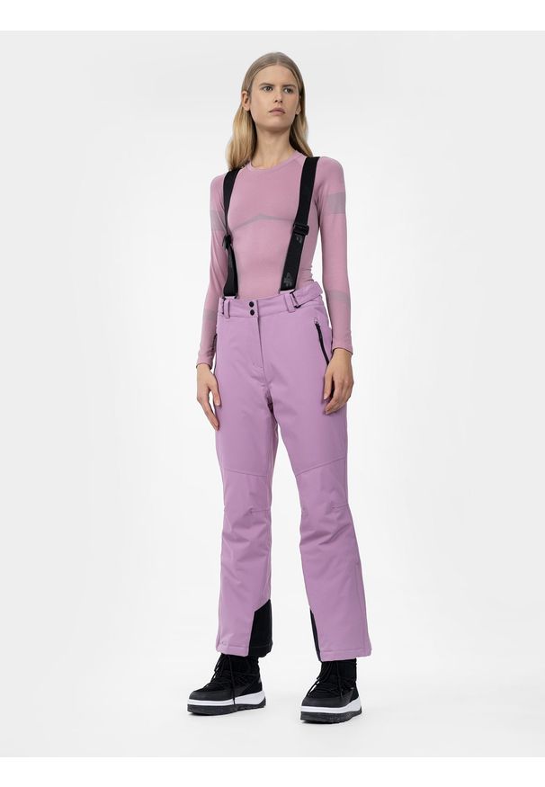 4f - Spodnie narciarskie membrana 5 000 damskie. Kolor: fioletowy. Materiał: poliester. Sezon: zima. Sport: narciarstwo