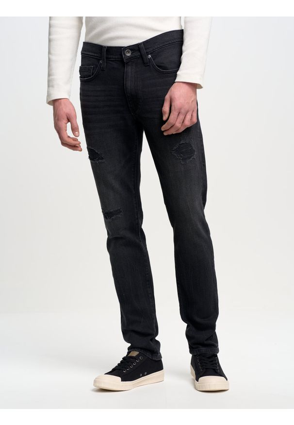 Big-Star - Spodnie jeans męskie czarne Terry Carrot 959. Okazja: na co dzień. Kolor: czarny. Styl: casual, elegancki