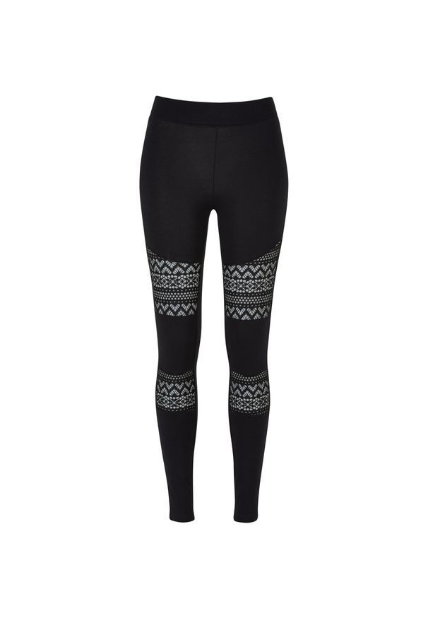 Legging inkrustowany damską koronką szydełkową Urban Classics. Kolor: czarny. Materiał: koronka. Wzór: koronka