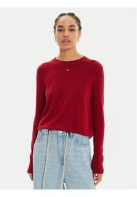 Tommy Jeans Sweter Essential DW0DW17254 Czerwony Regular Fit. Kolor: czerwony. Materiał: wiskoza, bawełna