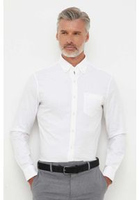 Michael Kors koszula męska kolor biały slim z kołnierzykiem button-down. Typ kołnierza: button down. Kolor: biały #1