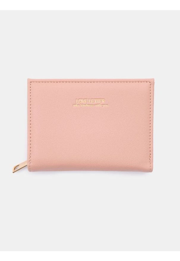 Sinsay - Mały portfel z napisem - różowy. Kolor: różowy. Wzór: napisy