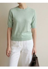 Sinsay - Sweter z krótkim rękawem - zielony. Kolor: zielony. Długość rękawa: krótki rękaw. Długość: krótkie